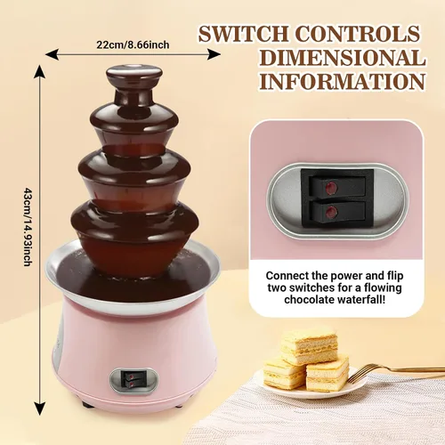 Vista 2 de Máquina de fuente de chocolate, 120 V, 180 W, 4 niveles, máquina eléctrica de fuente de chocolate para fondue de chocolate, máquina para reuniones