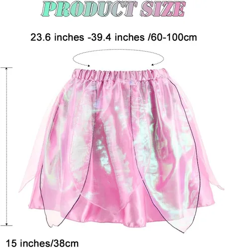 Vista 2 de REETAN Falda de hada de moda en capas, falda novedosa de baile de hojas, falda brillante con borlas, falda de festival para mujeres y niñas