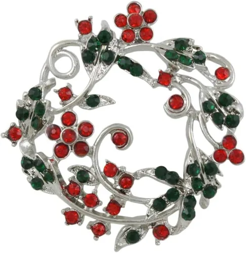 Vista 4 de Lilylin Designs Conjunto de regalo de joyería en caja con diseño floral de cristal rojo y verde, Metal, Sin piedra preciosa