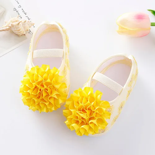 Vista 4 de Zapatos de princesa con purpurina para damas de honor, suela suave, zapatos para cuna, zapatos para bebé, suela suave, floral