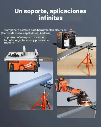 Vista 4 de VEVOR Soporte de rodillo, resistente soporte de herramientas de capacidad de carga de 2500 libras, altura ajustable de 28 a 52 pulgadas, diseño