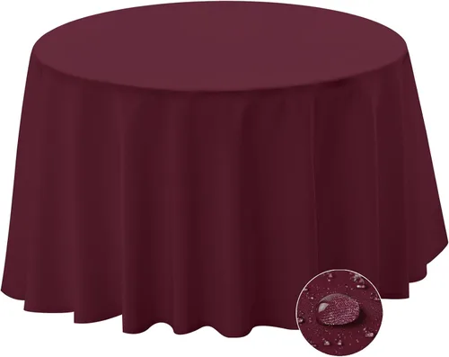 Vista 9 de BYDOLL Mantel redondo de 48 pulgadas, mantel de poliéster beige lavable sin arrugas, a prueba de derrames, para mesas de hasta 38 pulgadas