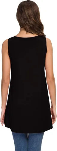 Vista 3 de AWULIFFAN Remera de verano tipo túnica sin mangas con cuello en V para mujer