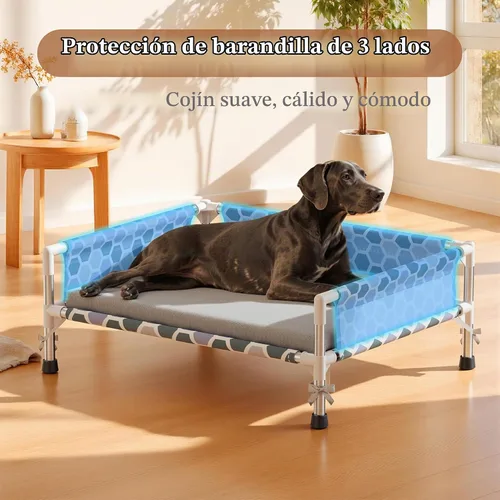 Vista 4 de Cama elevada para perro, cuna refrescante para perros al aire libre con malla transpirable, cama elevada para mascotas con rieles de protección de 3