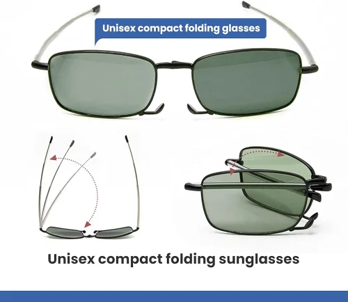 Vista 4 de Gafas plegables bloqueo de luz azul visión nocturna gafas de sol unisex con funda portátil