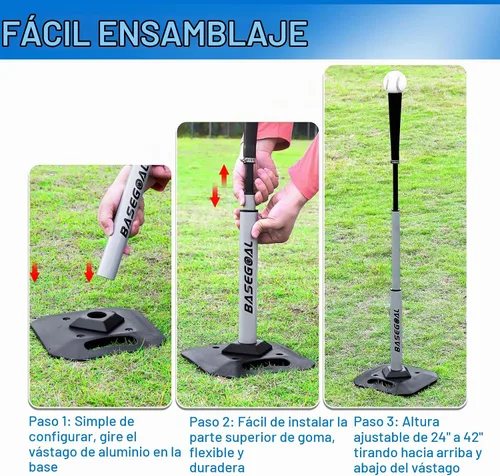 Vista 6 de BaseGoal Baseball Batting Tee with Heavy Duty Base,Adjustable Height