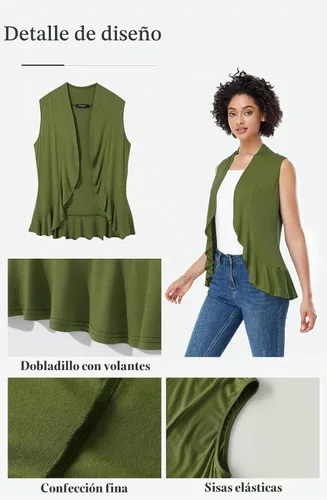 Vista 4 de Xeoxarel - Chaleco sin mangas de mujer con parte delantera abierta (S-3XL)