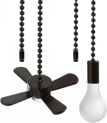 Vista 7 de Cadena de tracción para ventilador de techo, juego de tiradores de ventilador de 13.6 pulgadas con conector, 2 cadenas de bolas con cuentas, latón