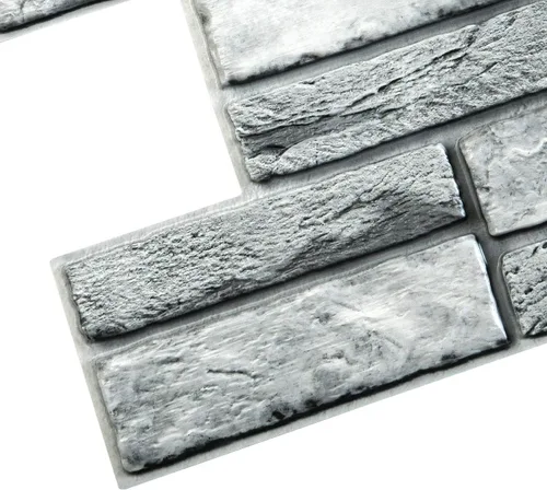 Vista 4 de Dundee Deco PG7003 - Ladrillo antiguo sintético gris, 3.1 x 1.6 pies, panel de pared 3D de PVC, decoración de paneles de pared de diseño