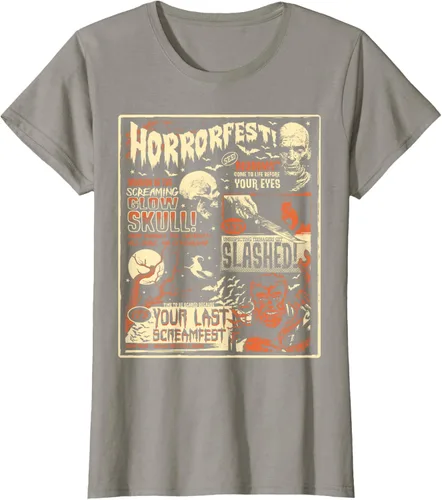 Vista 59 de Vintage Horrorfest Movie Poster Terror Old Time Halloween Camiseta S Negro