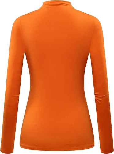 Vista 2 de MSBASIC - Camiseta de cuello de tortuga, de manga larga, ajustado, tela de modal elástico, para mujer