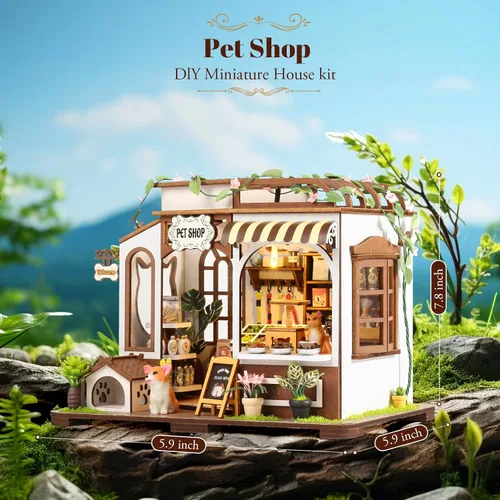 Vista 3 de Kit de Rincón de Libros DIY - Diorama de Sujetalibros con LED - Rompecabezas de Madera 3D Kits de Casa en Miniatura DIY - Decoración de Inserción