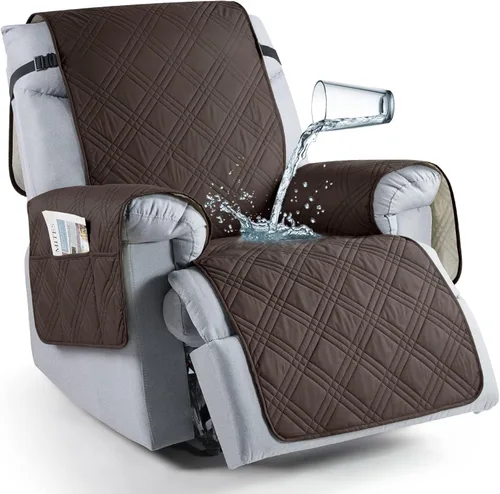 Vista 31 de TAOCOCO Funda para silla reclinable 100% impermeable que se mantiene en su lugar, fundas reclinables para sillas reclinables pequeñas con bolsillo
