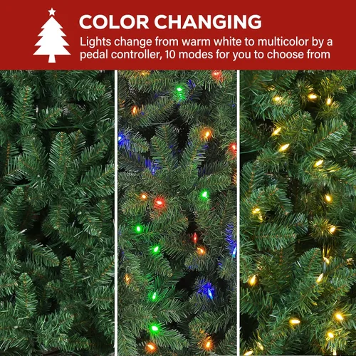 Vista 5 de Hykolity - Árbol de Navidad artificial preiluminado de 6 pies con 250 LED multicolor, ramas de PVC ignífugas, 1,032 puntas, 10 modos