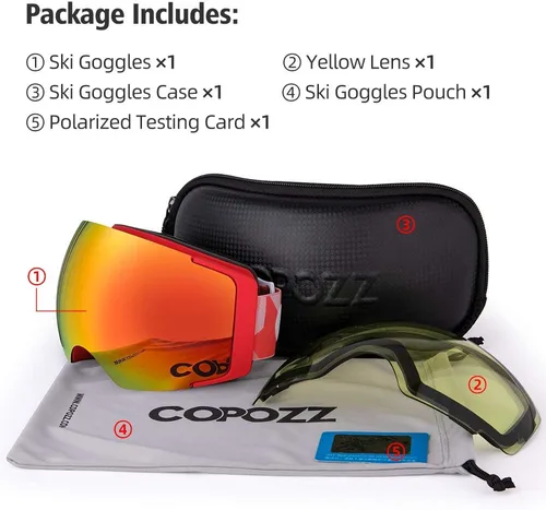 Vista 7 de COPOZZ S1 - Juego de gafas para esquiar polarizadas, magnéticas, para snowboard, OTG UV400
