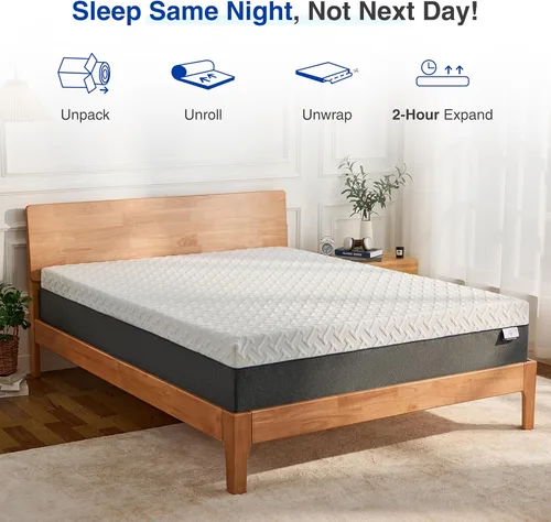 Vista 6 de Colchón Twin de 10 pulgadas para niños, tamaño Twin para litera y cama nido, espuma viscoelástica de gel de té verde para adultos y niños pequeños