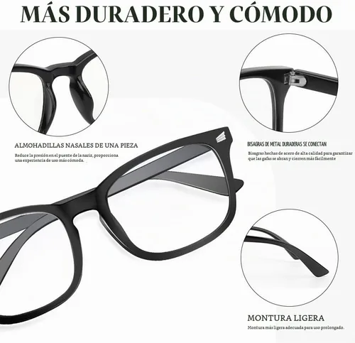 Vista 3 de NZKNP Blue Light Glasses for Woman Men,Blue Light Blocking Glasses,Clear Glasses 1Pack negro