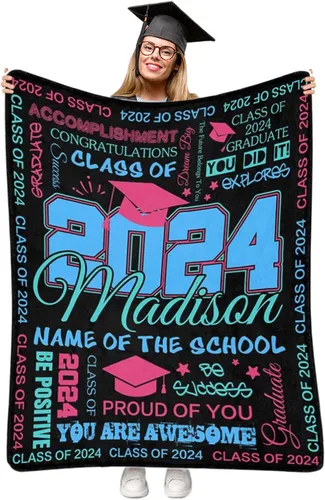 Vista 35 de Manta personalizada de graduación 2025, manta personalizada para regalo de graduación con nombre de la universidad, manta de felicitación