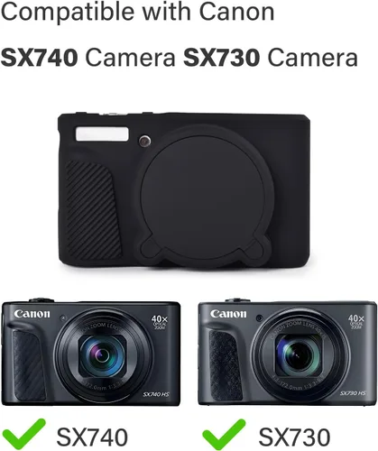 Vista 2 de Rieibi SX740 - Funda de silicona para cámara Canon Powershot SX740/SX730, funda protectora de silicona compatible con cámara digital Canon Negro