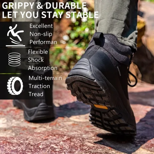 Vista 5 de SHULOOK Hiking Boots Men Waterproof Mid Boots Non-Slip LightWeight Comfortable