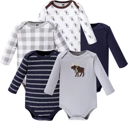 Vista 51 de Hudson Baby baby-boys Cotton Long-sleeve Bodysuits 5-pack