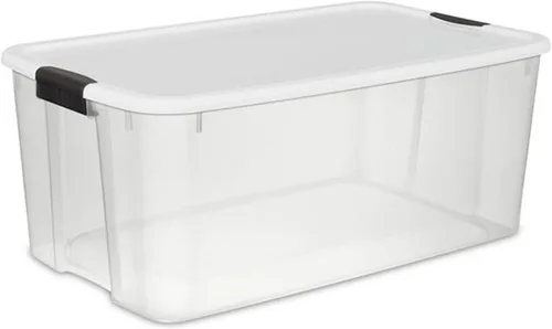 Vista 9 de Sterilite Paquete de 8 bolsas de almacenamiento ultra, recipientes de plástico con tapa, 116 cuartos de galón y 70 cuartos de galón, transparentes