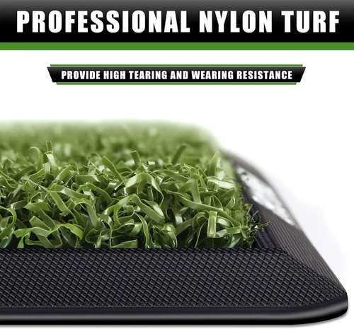 Vista 4 de CHAMPKEY Premium Synthetic Turf Golf Hitting Mat Heavy Duty Rubber Base Golf Practice Mat Come with 1 Rubber Tee and 9 Plastic Tees