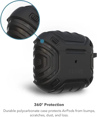 Vista 2 de Gear4 Apollo Snap - Funda para AirPods de 3ª generación, compatible con carga inalámbrica, llavero con mosquetón incluido, color negro