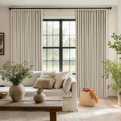 Vista 44 de Juego de 2 paneles de cortinas plisadas negras de 80 pulgadas para sala de estar, cortinas plisadas de lino con forro de 80 pulgadas de largo, 100%