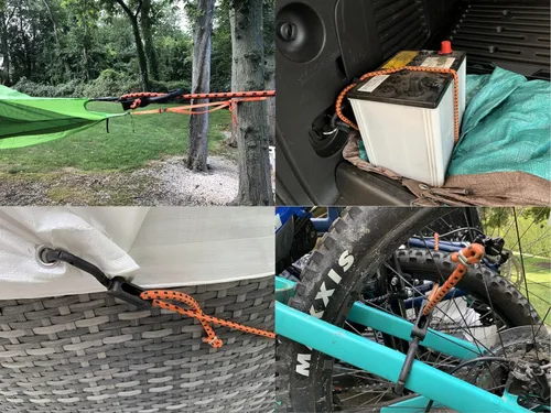 Vista 2 de Kotap MABC-18 Cuerdas elásticas ajustables multiusos con ganchos, 18 pulgadas, naranja/negro, 10