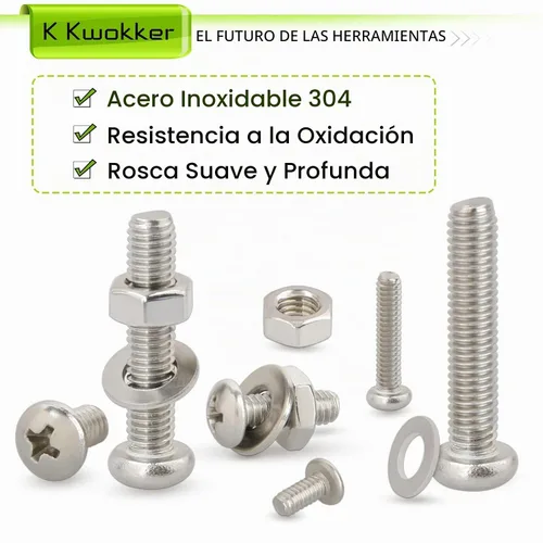 Vista 6 de Juego de 1315 piezas de tornillos de cabeza Phillips M2 M3 M4 M5, kit de 25 tamaños de pernos y tuercas, juego de tornillos de ajuste de acero