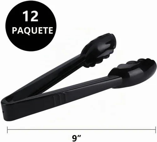 Vista 2 de Pinzas de plástico para cocina, juego de utensilios desechables, 12 piezas, pinzas de ensalada festoneadas de 9 pulgadas resistentes