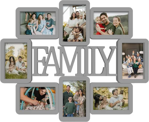 Vista 7 de Jerry & Maggie Marco de fotos familiar de 8 aperturas de 4 x 6 marcos para decoración de pared familiar, marcos de fotos de PVC para galería