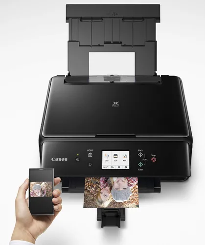 Vista 4 de Canon PIXMA TS6220 - Impresora fotográfica inalámbrica todo en uno con fotocopiadora, escáner e impresión móvil, negra, funciona con Alexa