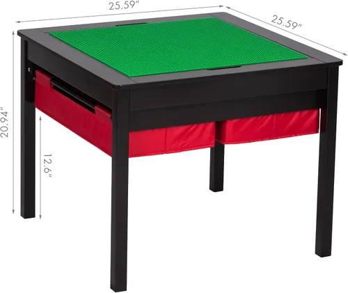 Vista 3 de UTEX Mesa de juego de construcción 2 en 1 para niños con cajones de almacenamiento y plato integrado (Espresso)