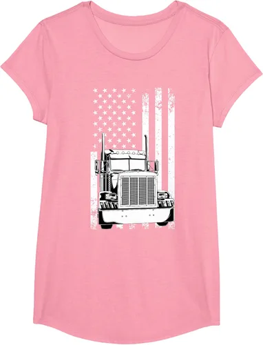 Vista 90 de Camión conductor bandera americana camionero vintage hombres mujeres regalo camiseta