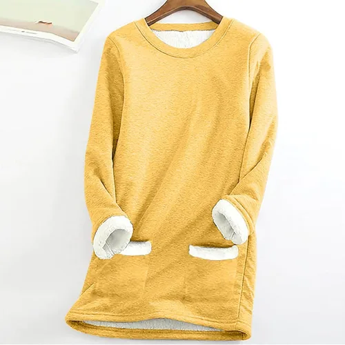 Vista 4 de Sudaderas de forro polar para mujer, con forro de sherpa, casual, holgada, con bloques de color, color sólido, térmicas, lindas, ropa de descanso