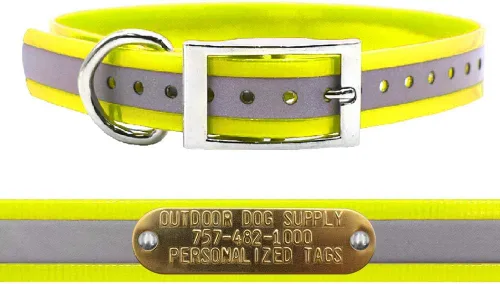 Vista 10 de Outdoor Dog Supply Collar de perro con anillo en D impermeable reflectante resistente de 1 pulgada para perros medianos y grandes con placa