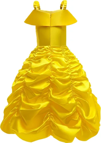Vista 4 de Vestidos de princesa para niñas, disfraces de Halloween, disfraz de princesa para niñas, amarillo, 3-10 años