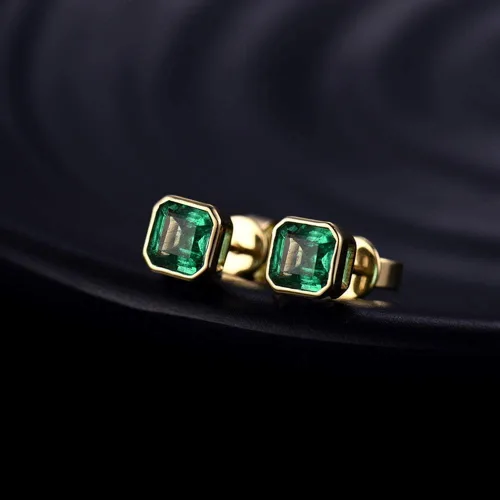 Vista 4 de Lanmi - Pendientes de oro blanco amarillo de 14 quilates con diamantes naturales para mujeres y niñas
