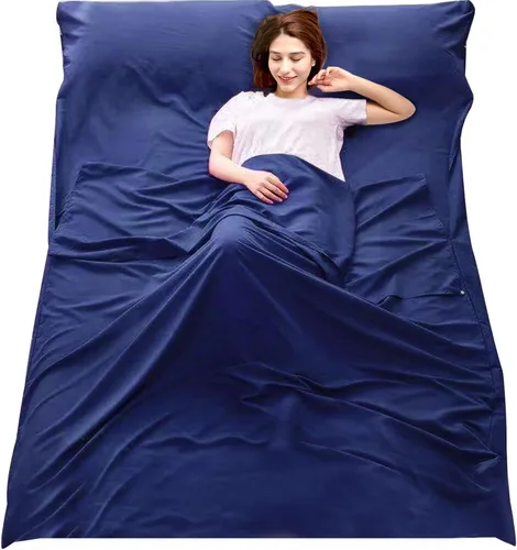 Vista 9 de Sleeping Bag Liner, Camping Travel Home Bed Sheet Compact Sacks Lightweight Breathable Machine Washable Travel Sheet, Multi Size Foldable Pouch