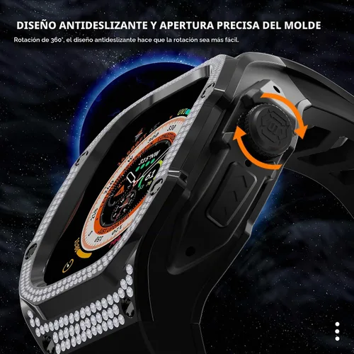 Vista 2 de VeveXiao - Funda resistente con correa compatible con Apple Watch Ultra 2 bandas de 49mm, funda protectora de metal con correa de repuesto de goma