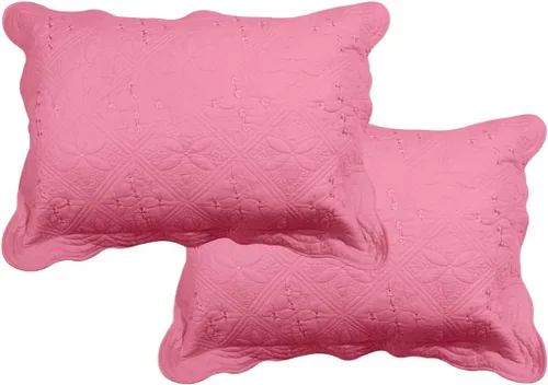 Vista 10 de Juego de 2 fundas de almohada acolchadas de color liso 100% algodón, fundas de almohada suaves con bordado floral (gris oscuro, 16 x 24 pulgadas)