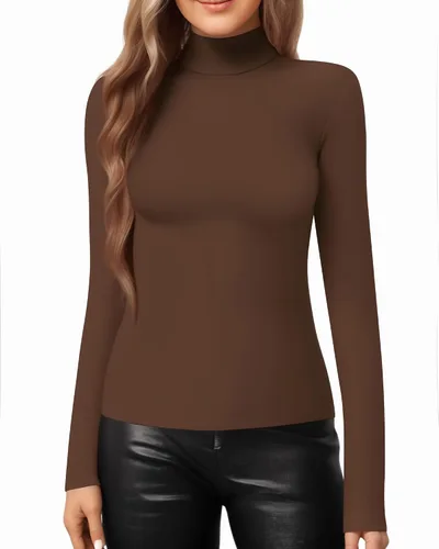 Vista 3 de MANGOPOP Camiseta ajustada de manga larga con cuello alto falso para mujer