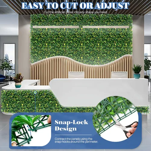 Vista 4 de ECOOPTS Panel de boj sintético de pared de césped artificial, decoración de valla de hiedra para privacidad, para patio, jardín, hogar, exterior