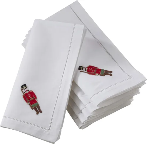 Vista 60 de Juego de 6 servilletas bordadas de magnolia hechas a mano con borde cosido
