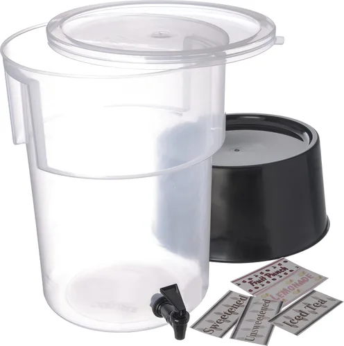 Vista 9 de Carlisle FoodService Products Dispensador redondo de bebidas Dispensador de bebidas con espita para catering, plástico, 3 galones, transparente