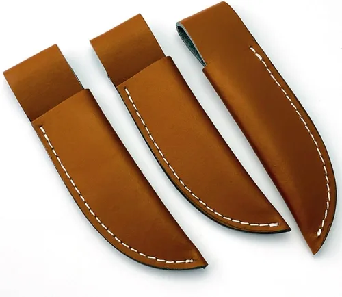 Vista 2 de Funda de cuero para cuchillos de hoja fija, funda de cuchillo recto, funda táctica EDC con trabilla para cinturón para cazar