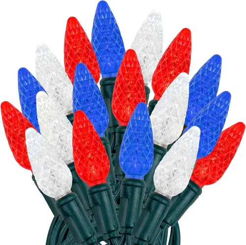 Vista 43 de Novelty Lights - Mini juego de 70 luces C6 LED de Navidad, serie de luces de grado comercial para exteriores, cable verde, 24 pies