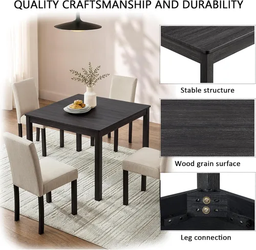 Vista 3 de Harper & Bright Designs Juego de mesa de comedor cuadrada de 39 pulgadas